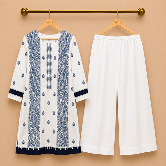 GuLZuL | Soft Pearl Elegant 3-Piece Lawn Cotton Ensemble
