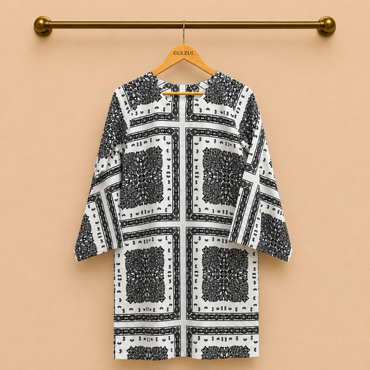Siyah Sufaid Ajrak-inspired print 2-Piece Lawn Co-Ord Set
