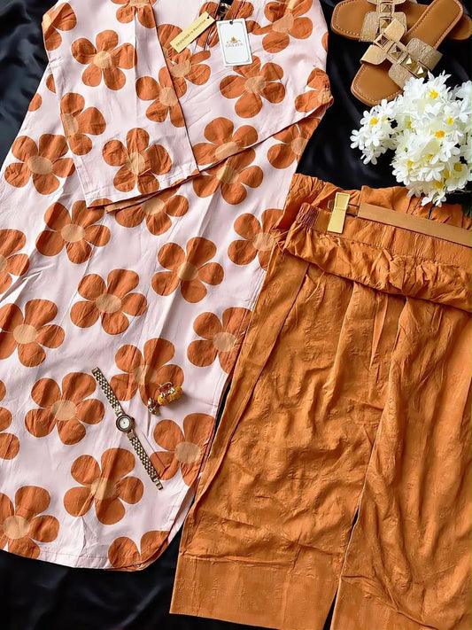GULZUL | Rust Bloom 2-Piece Lawn Ensemble