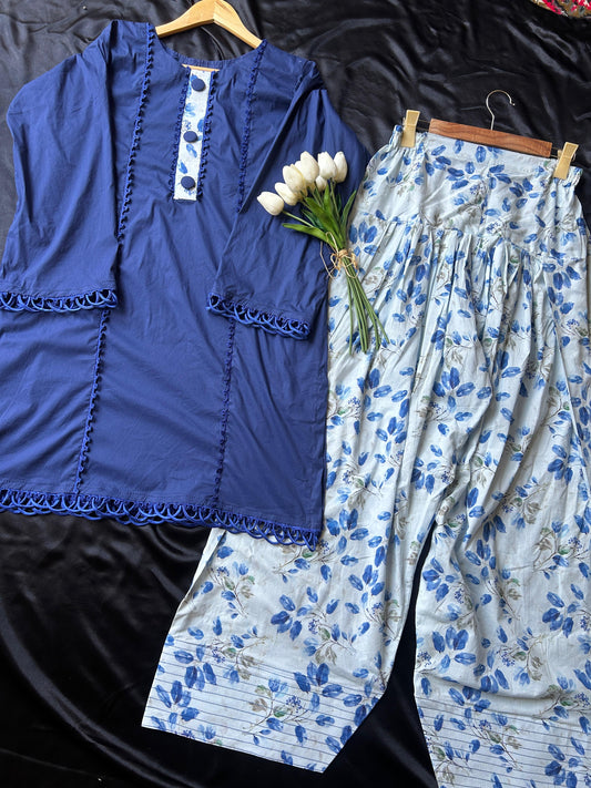 GULZUL | Navy Bloom Signature 2 Piece Lawn Ensemble