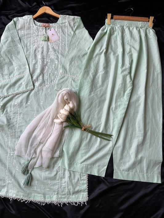GULZUL | Aqua Fresh Elegant 3-Piece Lawn Ensemble