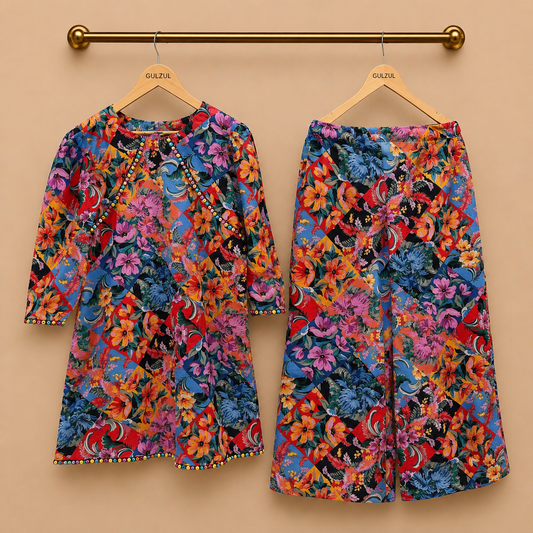 GuLZuL | Rainbow Co-Ord Premium 2-Piece Cotton Ensemble