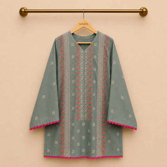 Mint Mist Signature 2-Piece embroidered short kurta Lawn